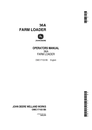 John Deere 36A Farm Loader Operator’s Manual Instant Download (Publication No.OMC17103)