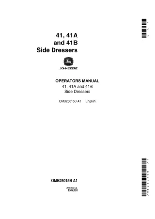 John Deere 41 41A and 41B Side Dressers Operator’s Manual Instant Download (Publication No.OMB25015B)