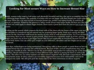 Approaches to Increase Breast Naturally effortlessly