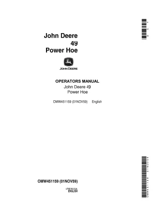 John Deere 49 Power Hoe Operator’s Manual Instant Download (Publication No.OMW451159)