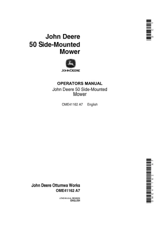 John Deere 50 Side-Mounted Mower Operator’s Manual Instant Download (Publication No.OME41162)