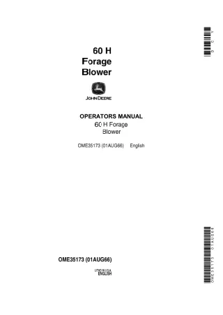 John Deere 60 H Forage Blower Operator’s Manual Instant Download (Publication No.OME35173)