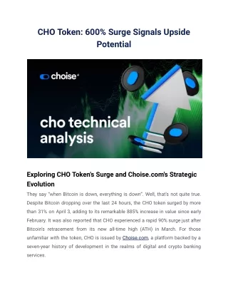 CHO Token 600% Surge Signals Upside Potential