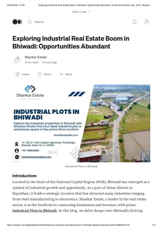 Exploring Industrial Real Estate Boom in Bhiwadi_ Opportunities Abundant _ by Shankar Estate