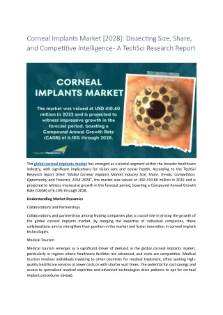 Corneal Implants Market: Size, Share, and In-Depth Competitive Analysis 2028