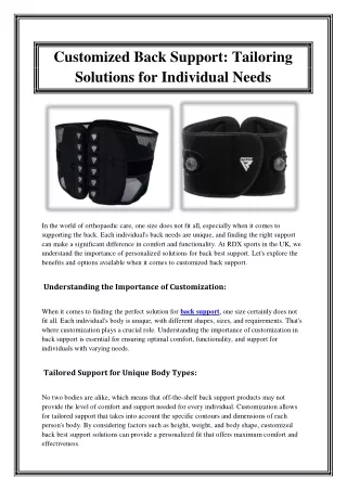 Customized Back Support Tailoring Solutions for Individual Needs