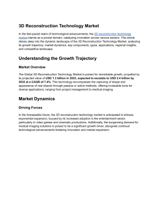 3D Reconstruction Technology Market