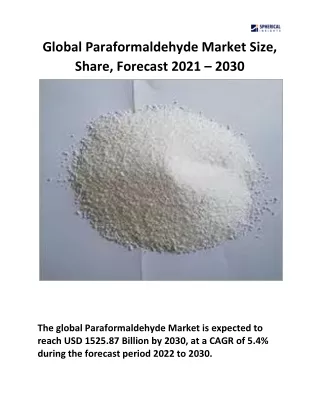 Global Paraformaldehyde Market Size