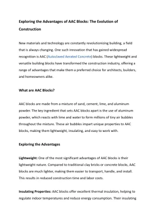 The Evolution of Construction_ Exploring the Advantages of AAC Blocks