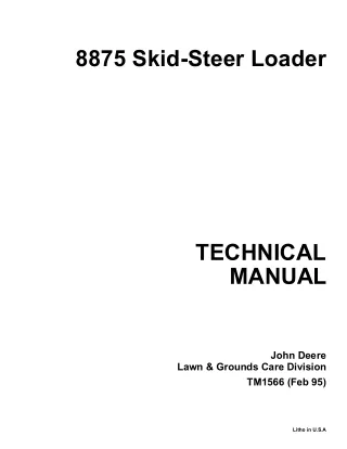 JOHN DEERE 8875 SKID STEER LOADER Service Repair Manual