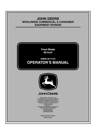 John Deere 60-Inch Front Blade Operator’s Manual Instant Download (Publication No.OM8M148110)