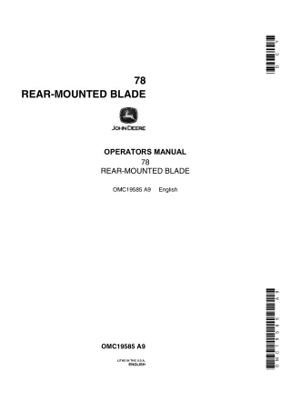 John Deere 78 Rear-Mounted Blade Operator’s Manual Instant Download (Publication No.OMC19585)