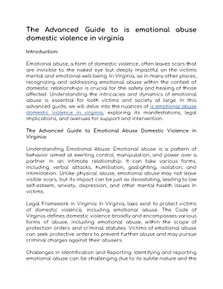 is emotional abuse domestic violence in virginia