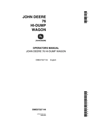 John Deere 76 Hi-Dump Wagon Operator’s Manual Instant Download (Publication No.OME57327)