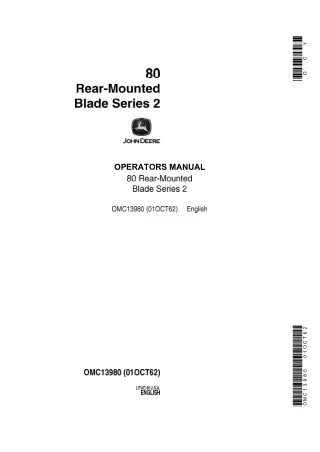 John Deere 80 Rear-Mounted Blade Series 2 Operator’s Manual Instant Download (Publication No.OMC13980)