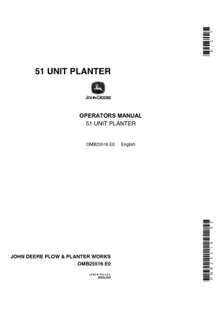 John Deere 51 Unit Planter Operator’s Manual Instant Download (Publication No.OMB25516)