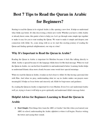 Best 7 Tips to Read the Quran in Arabic for Beginners_