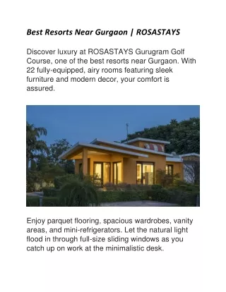 Best Resorts Near Gurgaon | ROSASTAYS