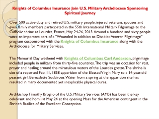 Knights of Columbus Insurance Join U.S. Military Archdiocese