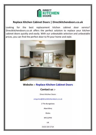 Replace Kitchen Cabinet Doors  Directkitchendoors.co.uk