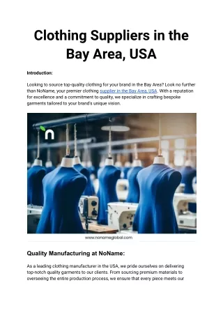 Clothing Suppliers in the Bay Area, USA