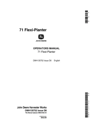 John Deere 71 Flexi-Planter Operator’s Manual Instant Download (Publication No.OMH135752)