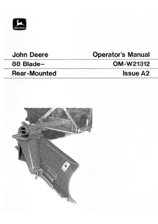 John Deere 88 Rear-Mounted Blade Operator’s Manual Instant Download (Publication No.OMW21312)