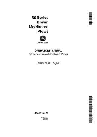 John Deere 66 Series Drawn Moldboard Plows Operator’s Manual Instant Download (Publication No.OMA51159)