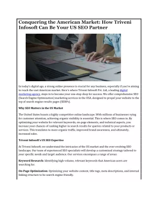 Conquering the American Market: How Triveni Infosoft Can Be Your US SEO Partner