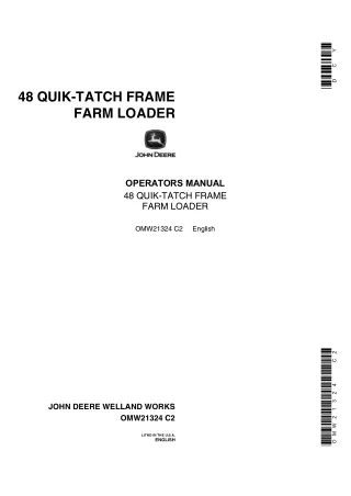 John Deere 48 Quik-Tatch Frame Farm Loader Operator’s Manual Instant Download (Publication No.OMW21324)