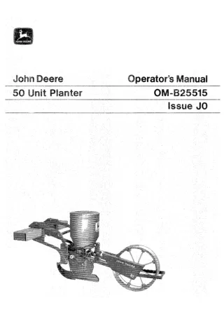 John Deere 50 Unit Planter Operator’s Manual Instant Download (Publication No.OMB25515)