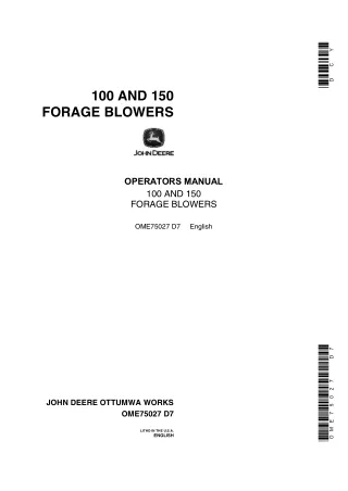 John Deere 100 and 150 Forage Blowers Operator’s Manual Instant Download (Publication No.OME75027)