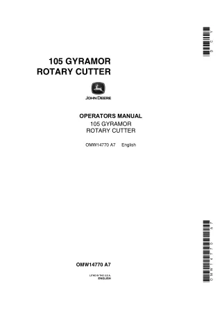 John Deere 105 Gyramor Rotary Cutter Operator’s Manual Instant Download (Publication No.OMW14770)