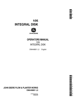 John Deere 105 Integral Disk Operator’s Manual Instant Download (Publication No.OMA48801)