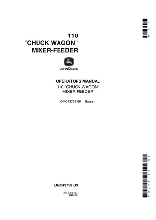 John Deere 110 CHUCK WAGON MIXER-FEEDER Operator’s Manual Instant Download (Publication No.OMC43759)