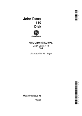 John Deere 110 Disk Operator’s Manual Instant Download (Publication No.OMA30750)