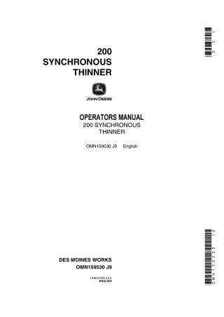 John Deere 200 Synchronous Thinner Operator’s Manual Instant Download (Publication No.OMN159530)