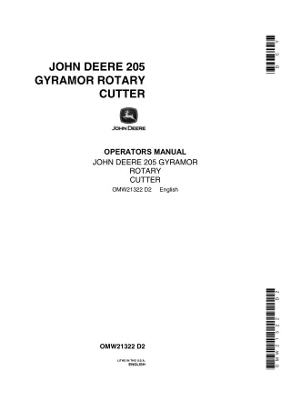 John Deere 205 Gyramor Rotary Cutter Operator’s Manual Instant Download (Publication No.OMW21322)