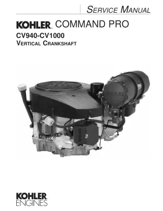 Kohler Command Pro CV960 Vertical Crankshaft Service Repair Manual
