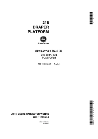 John Deere 218 Draper Platform Operator’s Manual Instant Download (Publication No.OMH116953)