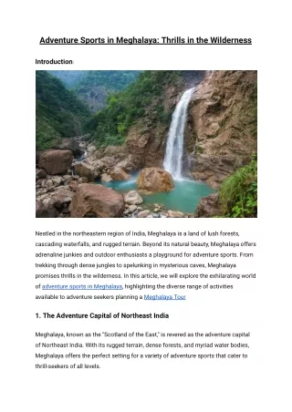 Adventure Sports in Meghalaya_ Thrills in the Wilderness