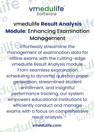 Examination Result Analysis made easy with vmedulife