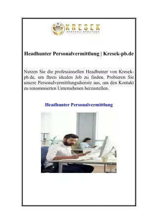 Headhunter Personalvermittlung  Kresek-pb.de