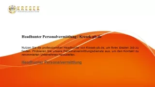 Headhunter Personalvermittlung | Kresek-pb.de