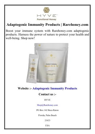 Adaptogenic Immunity Products  Rarehoney.com