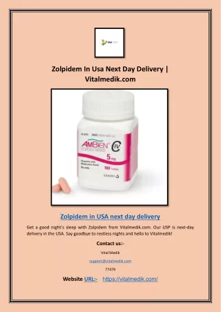 Zolpidem In Usa Next Day Delivery | Vitalmedik.com