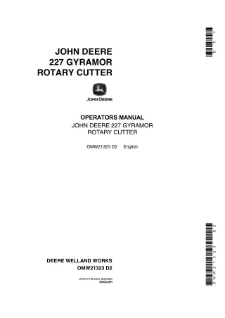 John Deere 227 Gyramor Rotary Cutter Operator’s Manual Instant Download (Publication No.OMW21323)