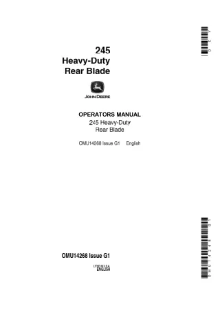 John Deere 245 Heavy-Duty Rear Blade Operator’s Manual Instant Download (Publication No.OMU14268)