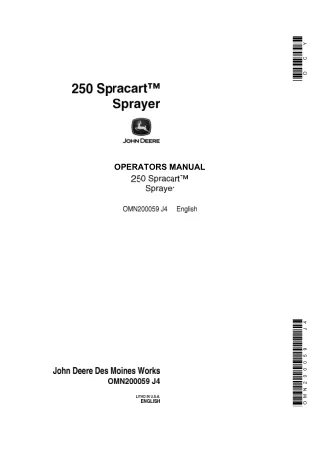 John Deere 250 Spracart™ Sprayer Operator’s Manual Instant Download (Publication No.OMN200059)