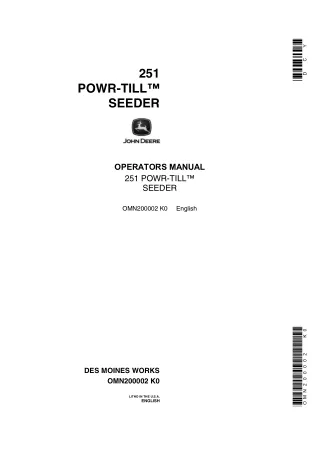 John Deere 251 Powr-Till™ Seeder Operator’s Manual Instant Download (Publication No.OMN200002)